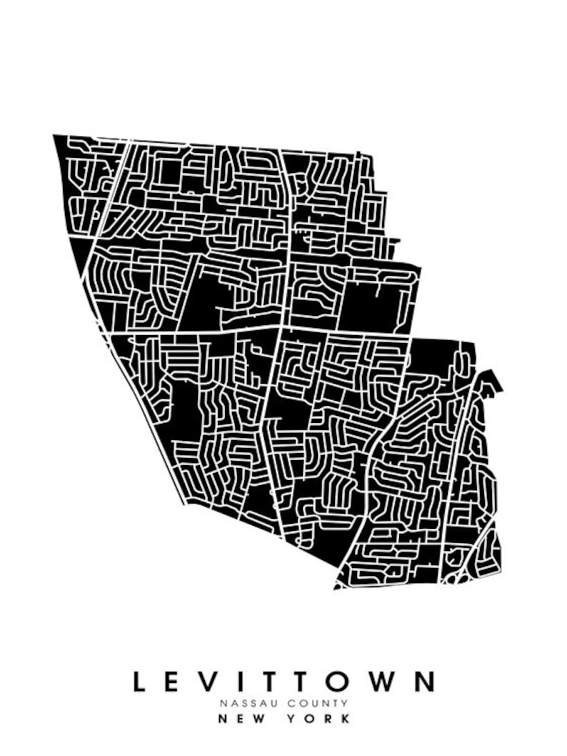 Levittown NY City Limits Map Print Etsy