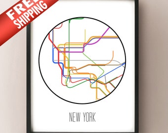 New York City - Minimalist Metro Subway Art Print - NYC Subway