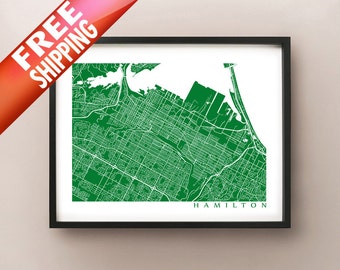 Hamilton Map Print - Ontario, Canada Poster