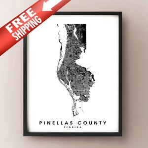Pinellas County, FL - Stadsgrenzen Kaart Afdrukken