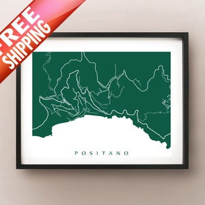 Poster Impressão do mapa de Positano - Itália