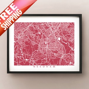 Needham, MA Map Print - Massachusetts Poster