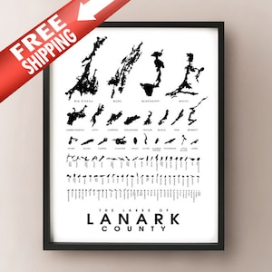 Impression de carte des lacs du comté de Lanark - Ontario