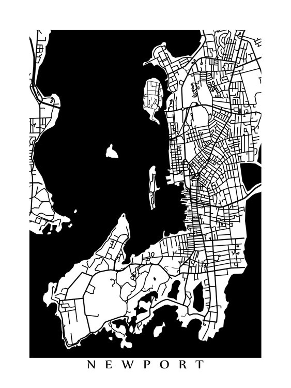 Newport Map Print Rhode Island Poster - Etsy