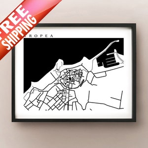 Tropea Map Print - Cartel de arte de Italia - Blanco y negro - Vibo Valentia, Calabria, Sur de Italia