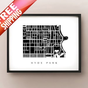 Carte de Hyde Park - Chicago Neighbourhood Art Print