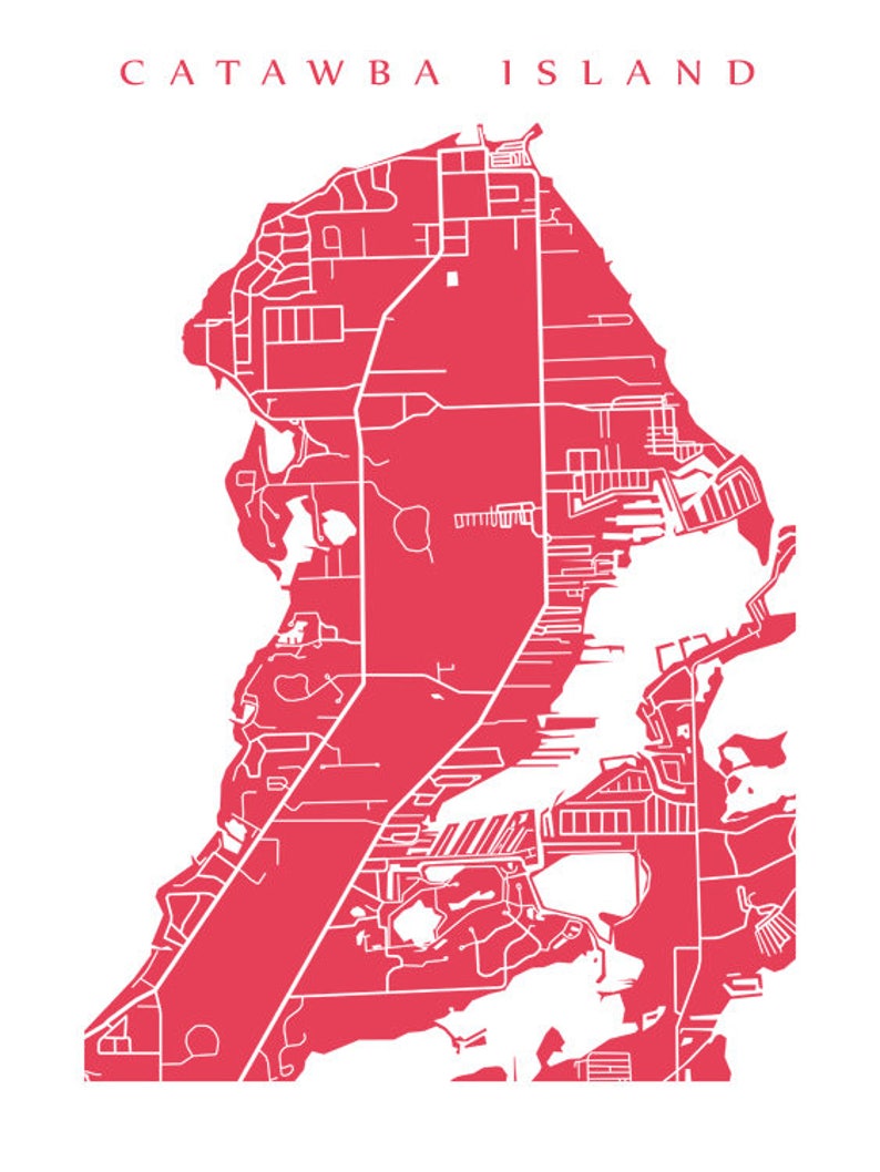 Catawba Island Map Ohio Poster Print Etsy