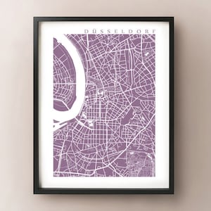 Dusseldorf Mapa - Alemania Impresión de cartel