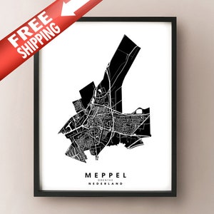 Meppel, Pays-Bas - City Limits Map Print