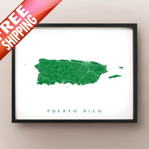 Puerto Rico Kaart Print - Home Decor Moderne Kunst aan de Muur