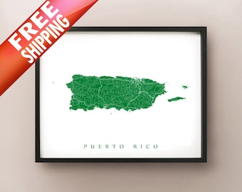 Puerto Rico Map Print - Home Decor Modern Wall Art