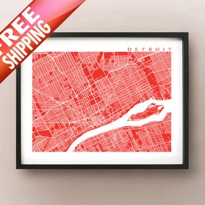 Detroit Map Art - Michigan Poster Print - carte personnalisée, choisissez votre couleur