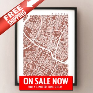 Austin Map Art Print - Texas poster