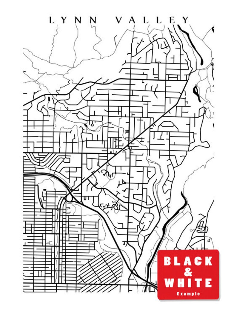 Lynn Valley North Vancouver Map Poster Print BC Canada Etsy