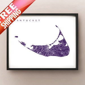 Nantucket Karte Drucken - Massachusetts Poster