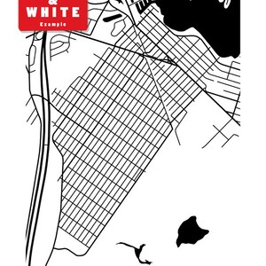 May include: Black and white map of Beachwood, Ohio, featuring a grid of streets and surrounding areas. The map includes a red square with the text "BLACK & WHITE" and "Example". The word "BEACHWOOD" is printed at the bottom.