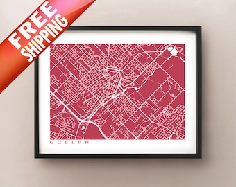 Guelph, Downtown Map - Ontario poster art