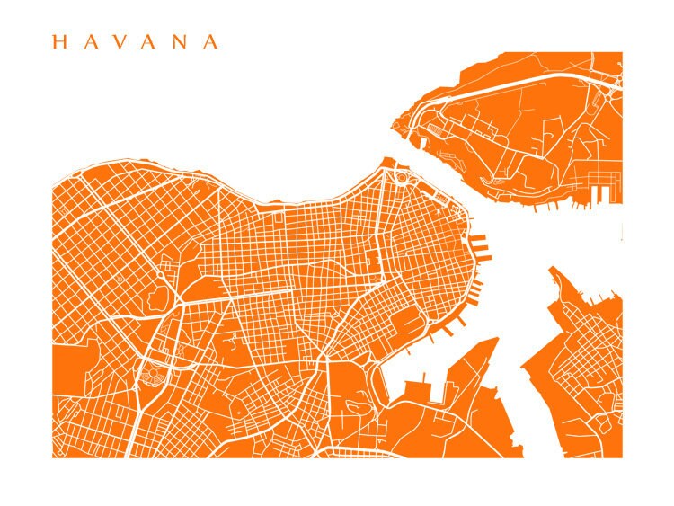 Havana Map Print Cuba Poster - Etsy