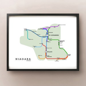 Niagara Region U-Bahn-Karte - fiktive Metro-Stil Kunstdruck von Niagara