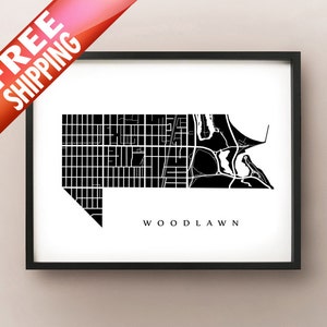 Woodlawn Karte - Chicago Nachbarschaft Kunstdruck
