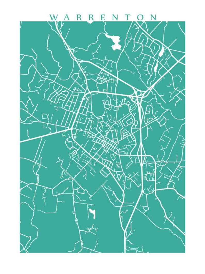 Warrenton VA Map Virginia Poster Etsy