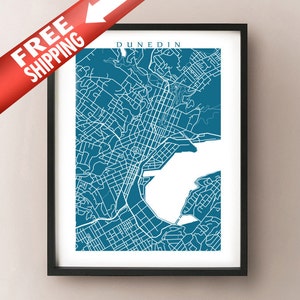 Dunedin Kaart - Nieuw-Zeeland Art Poster Print