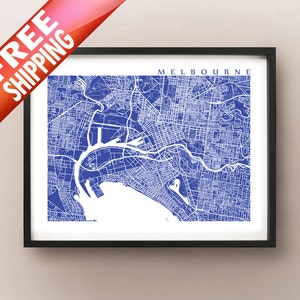 Melbourne Karte Drucken - Horizontal, Landschaft