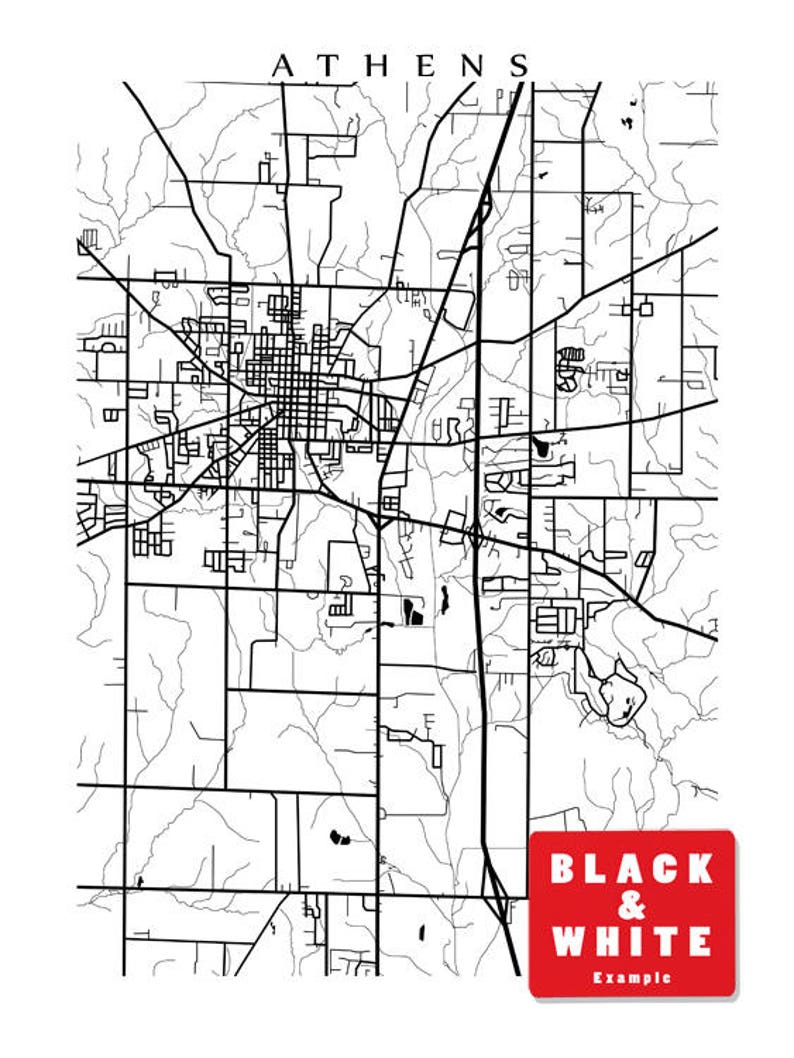 Athens AL Map Print Alabama Poster Etsy