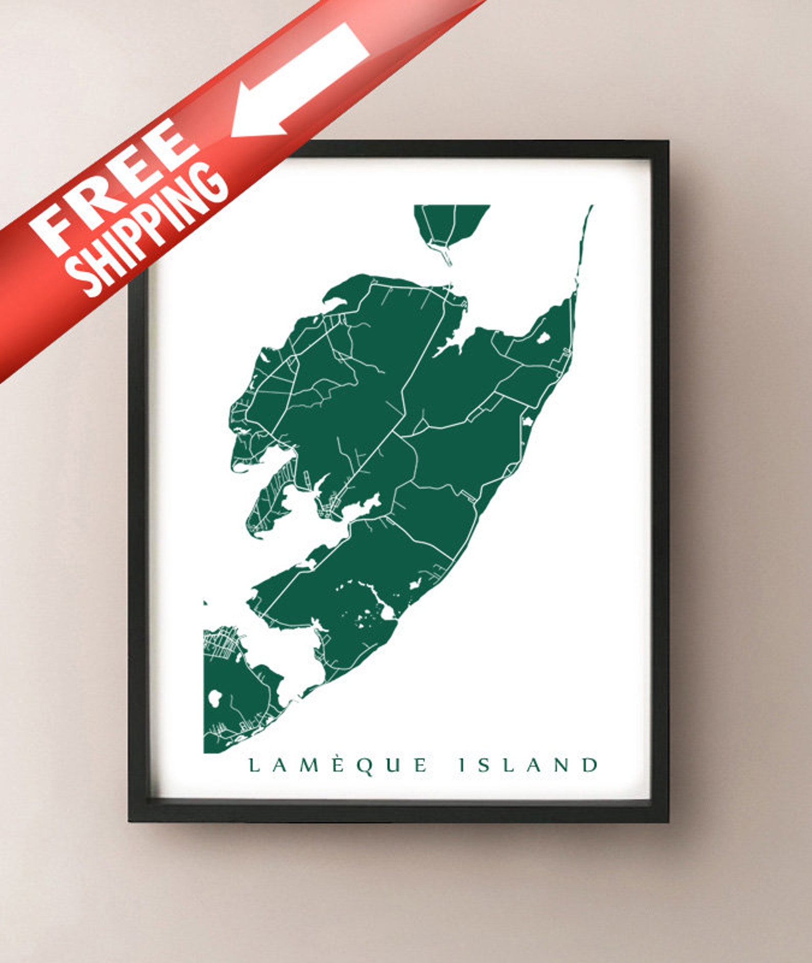 Lamèque Island Map New Brunswick Art Poster Etsy