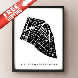 3rd Arrondissement - Paris Map Art Print