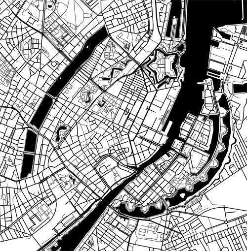Copenhagen Map Print Black and White Decor - Etsy