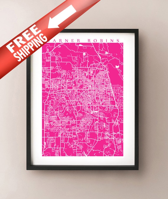 Warner Robins Ga Map Print Georgia Poster Home Decor Etsy