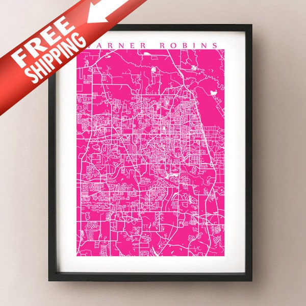 Warner Robins, GA Map Print - Georgia Poster Home Decor