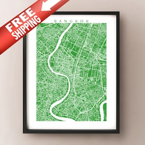 Bangkok City Map Art Print - Krung Thep Maha Nakhon