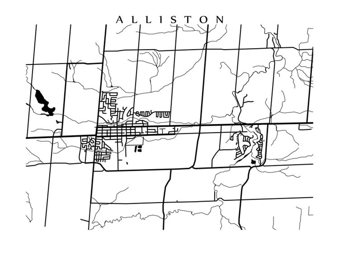 Alliston Map Art Canada Wall Art Ontario Etsy Canada