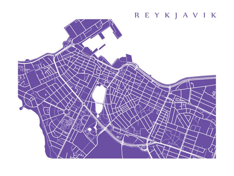 Reykjavik Map Print Iceland Poster - Etsy