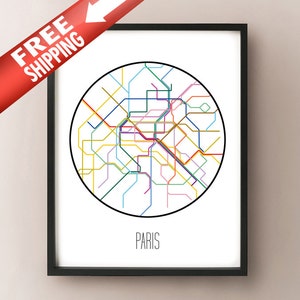 Paris, France - Minimalist Metro Subway Art Print - Paris Métro