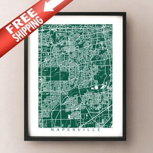Naperville Map Print - Illinois Poster - Naperville IL USA Home Decor Modern Wall Art