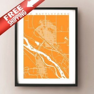 The Battlefords, SK Map Print - Affiche de la Saskatchewan