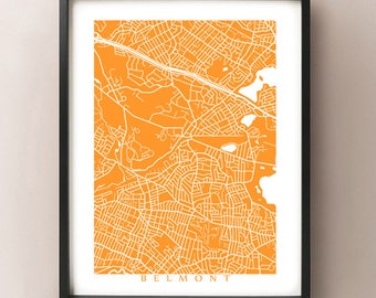 ベルモント地図プリント - マサチューセッツ州アートポスター - Etsy 日本