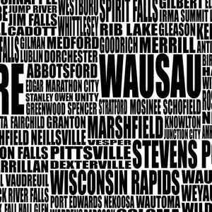Wisconsin Typography Map, Wisconsin State Text Art Print - Etsy