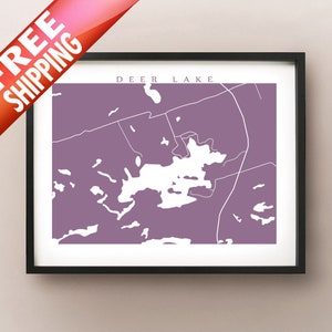 Poster Deer Lake, Cardiff, ON Map Print - Highlands East, Ontário