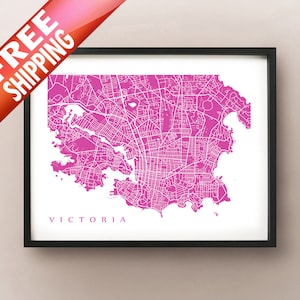 Victoria Map Art - Affiche de la Colombie-Britannique et du Canada