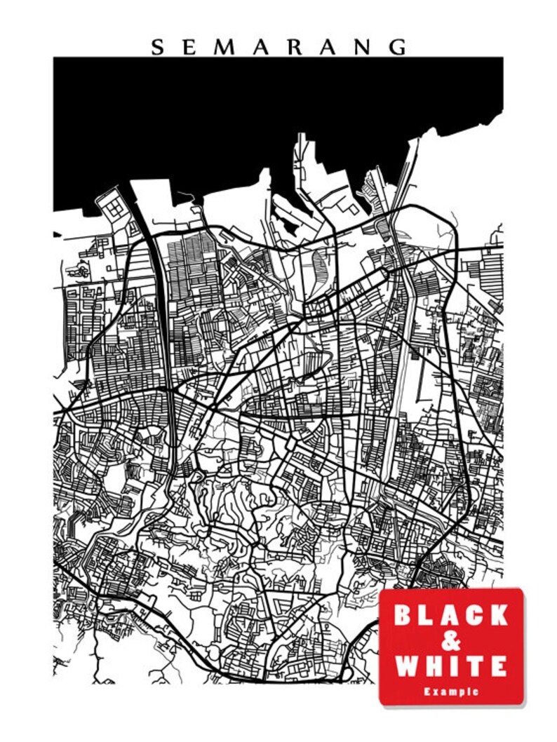 Semarang Indonesia Map Java Art Print | Etsy