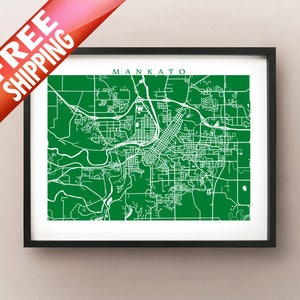 Mankato, MN Mapa Impresión - Cartel de Minnesota