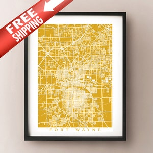 Fort Wayne, en la impresión de arte de mapa