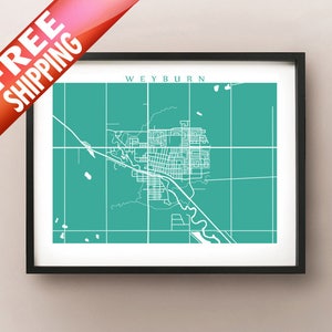 Weyburn, SK Kaart Print - Saskatchewan Poster