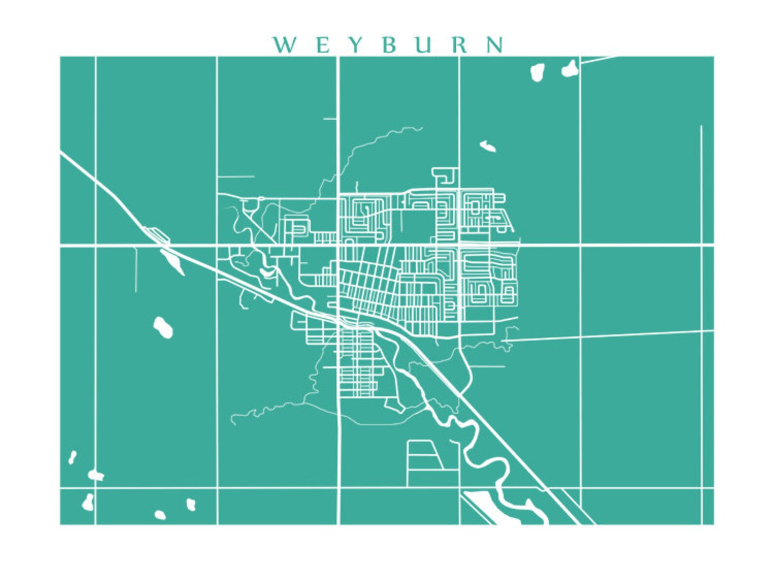 Weyburn SK Map Print Saskatchewan Poster Etsy