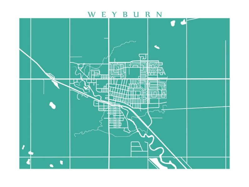 Weyburn SK Map Print Saskatchewan Poster Etsy