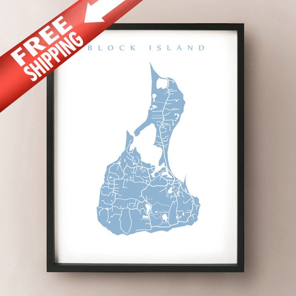 Block Island Map Print - Rhode Island Poster